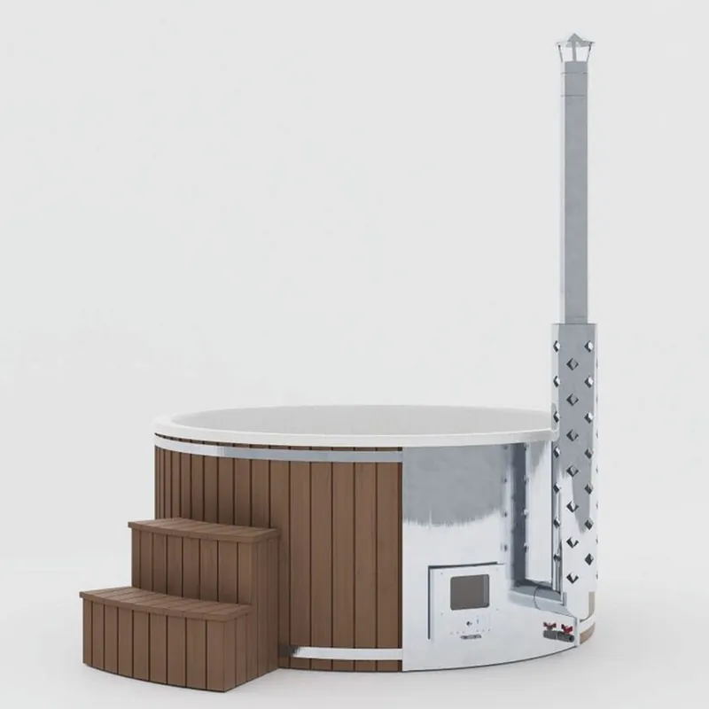 Casa Padrino Jacuzzi de lujo para exterior de jardín para 4-6 personas marrón / plata Ø 225 cm Echt