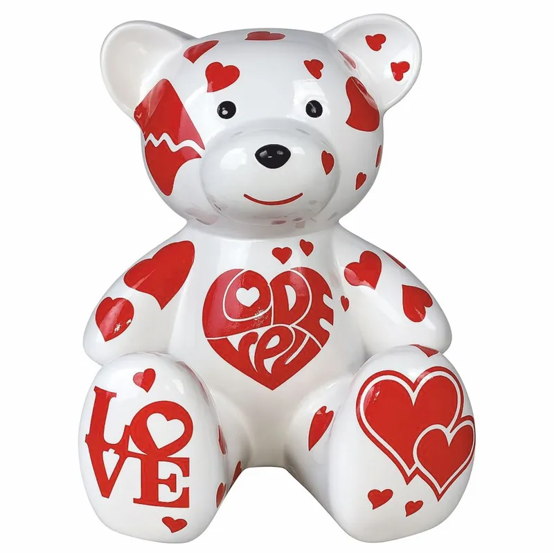 Jetzt Bestellen Casa Padrino figura decorativa osito de peluche blanco / rojo Al. 34 cm - Escultura decorativa