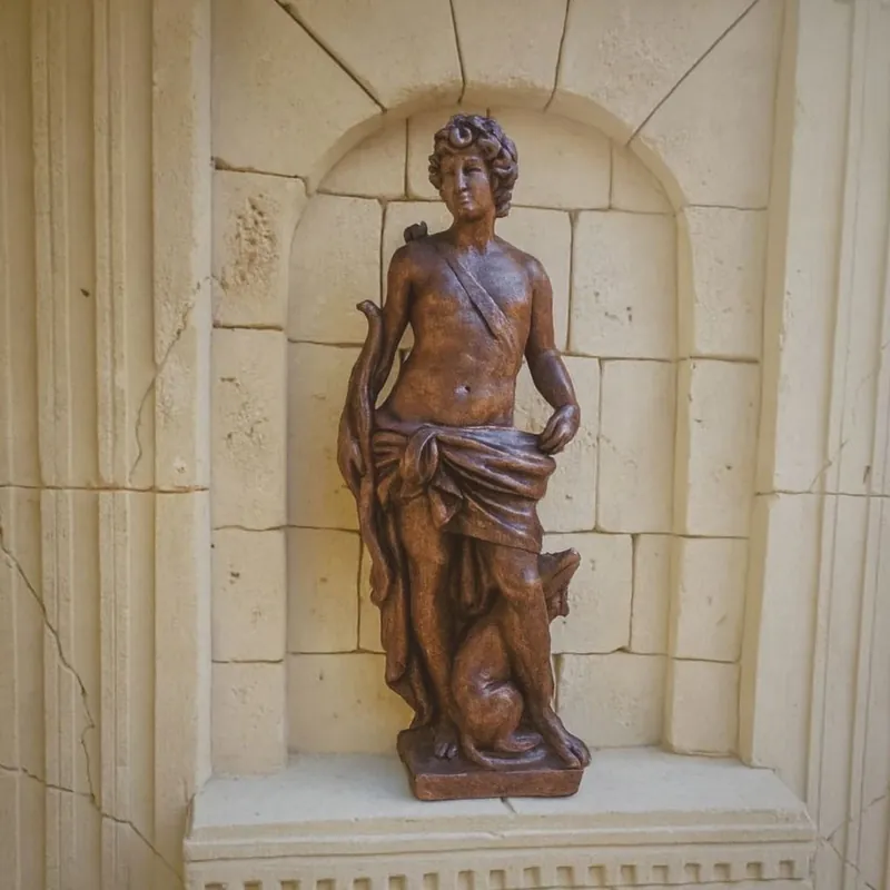 Casa Padrino escultura de decoración de jardín Art Nouveau hombre con arco y perro marrón A. 142 cm Bestpreis