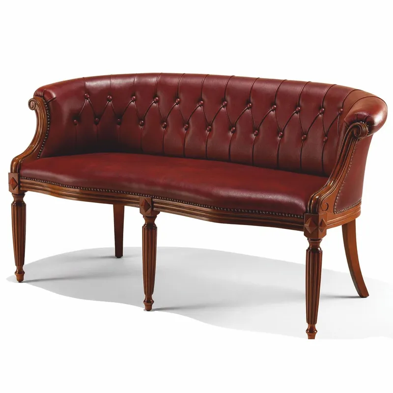 Versand Am Gleichen Tag Casa Padrino sofá barroco de lujo de cuero genuino rojo burdeos / marrón 136 cm - Hecho en Italia