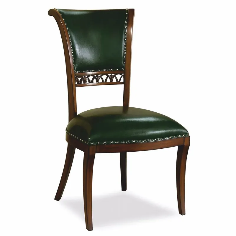 Ausverkauf Casa Padrino Silla de Comedor Art Déco de Lujo en Cuero Verde Oscuro / Marrón Oscuro - Muebles de Comedor