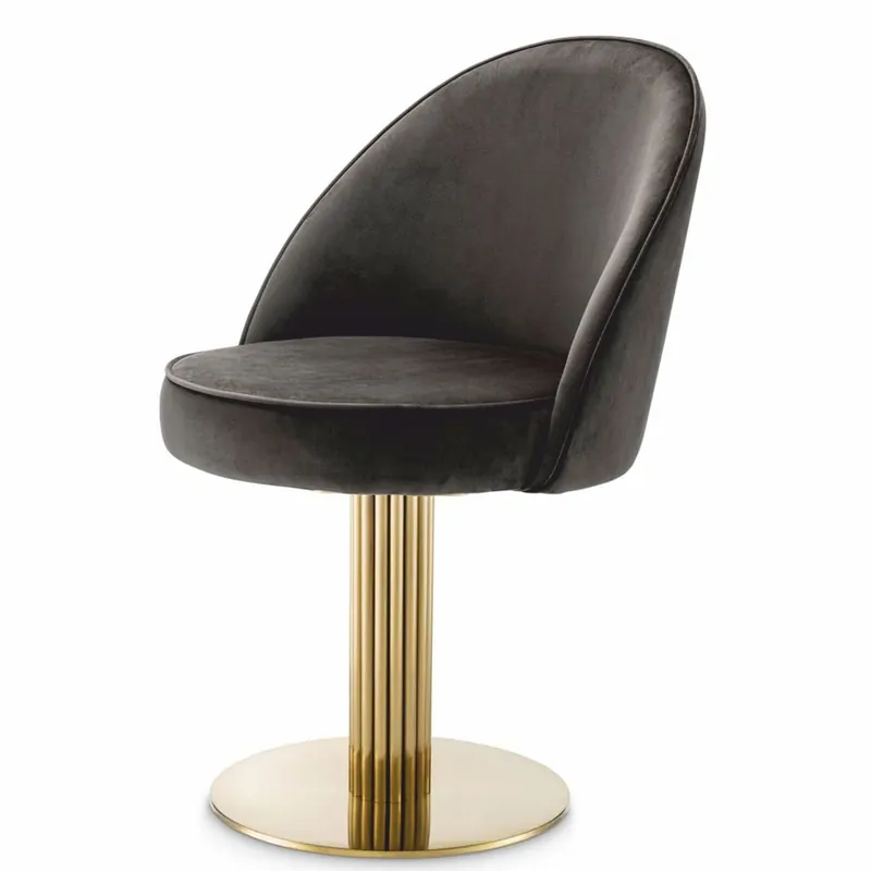 Top-Preis Casa Padrino Silla de Comedor de Lujo Gris / Latón - Al. 85 cm - Silla Giratoria - Muebles de Comedor