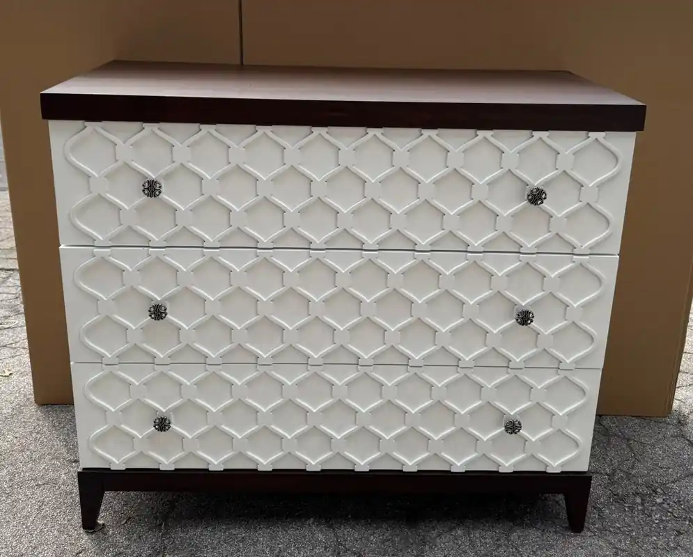 Nur Für Kurze Zeit Casa Padrino Luxus Art Deco Kommode mit 3 Schubladen Weiß / Dunkelbraun 120 cm