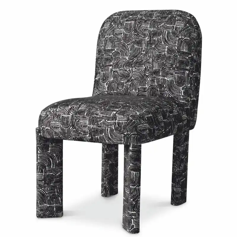 Schnäppchen Casa Padrino silla de comedor de lujo negro / blanco Al. 84,5 cm - Muebles de comedor