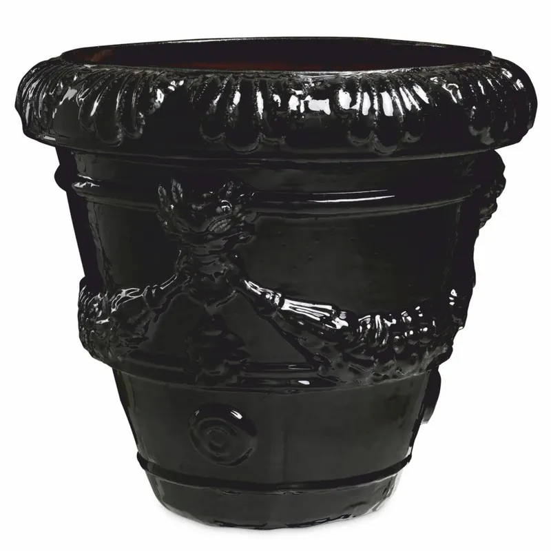 Sonderaktion Casa Padrino maceta barroco de lujo de cerámica negro Ø 60 x Al. 56 cm - Decoración de jardín