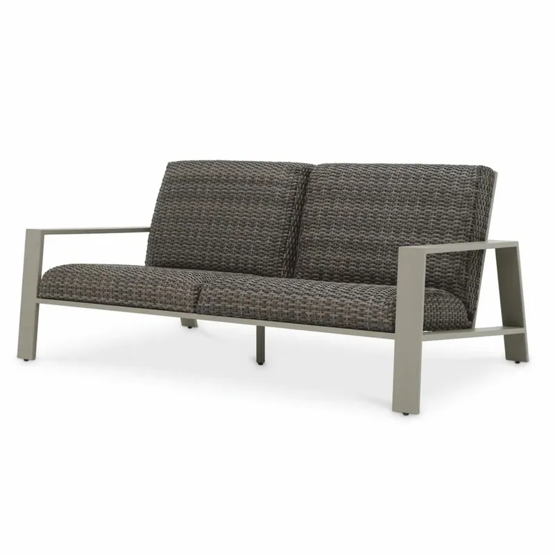 Ausverkauf Casa Padrino sofá de jardín de lujo de ratán artificial gris 180 cm - Muebles de jardín