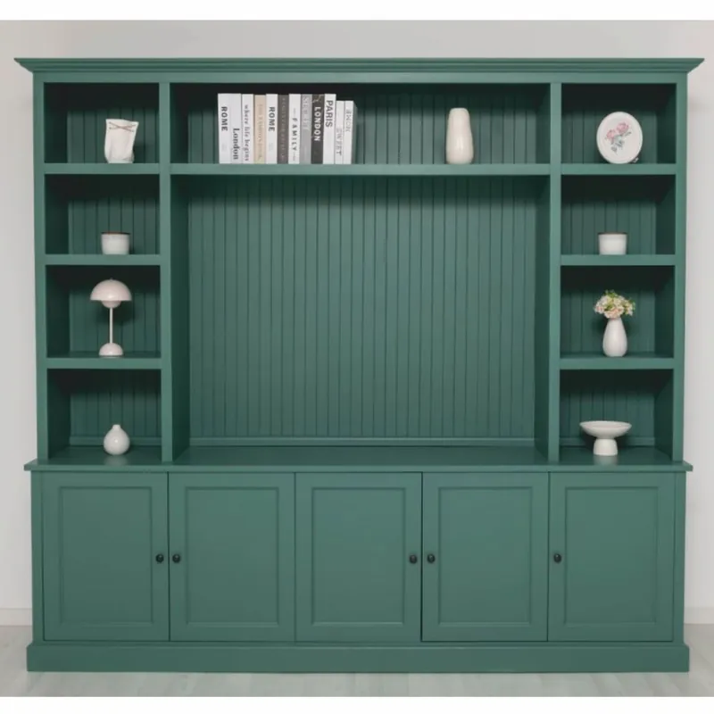 Casa Padrino armario de libros de estilo campestre verde 254 cm - Muebles de estilo campestre Mega-Angebot
