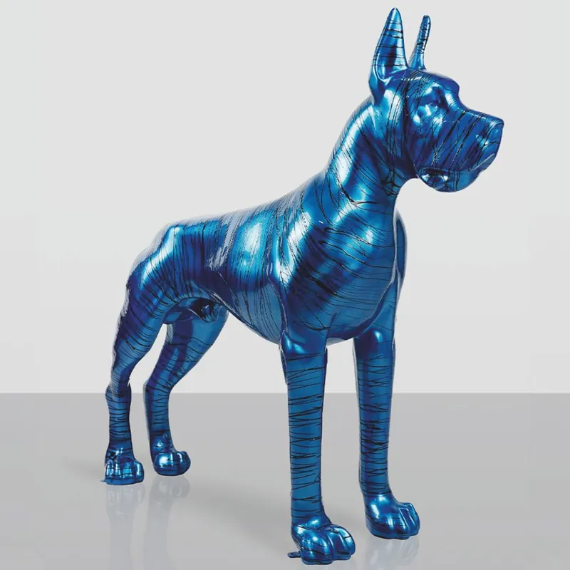 Online Kaufen Casa Padrino escultura decorativa XXL gran danés azul / negro 130 cm - Figura de jardín