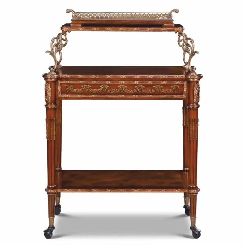 Angebot Casa Padrino Carrito de Servicio Barroco de Lujo Marrón / Latón / Plata - Carrito de Té de Estilo Barroco