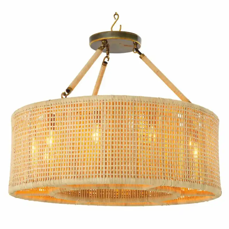 Casa Padrino lámpara de araña de ratán de lujo natural Ø 80 cm - Luces de lujo Saisonangebot