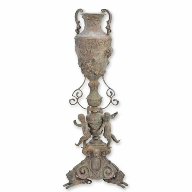 Casa Padrino Jarrón Barroco de Bronce con Soporte Gris Antiguo Al. 154 cm - Decoración Barroco Beliebt