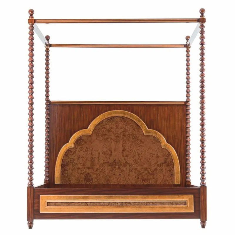 Highlight Casa Padrino cama con dosel de lujo de madera maciza marrón - Muebles para hoteles y dormitorios
