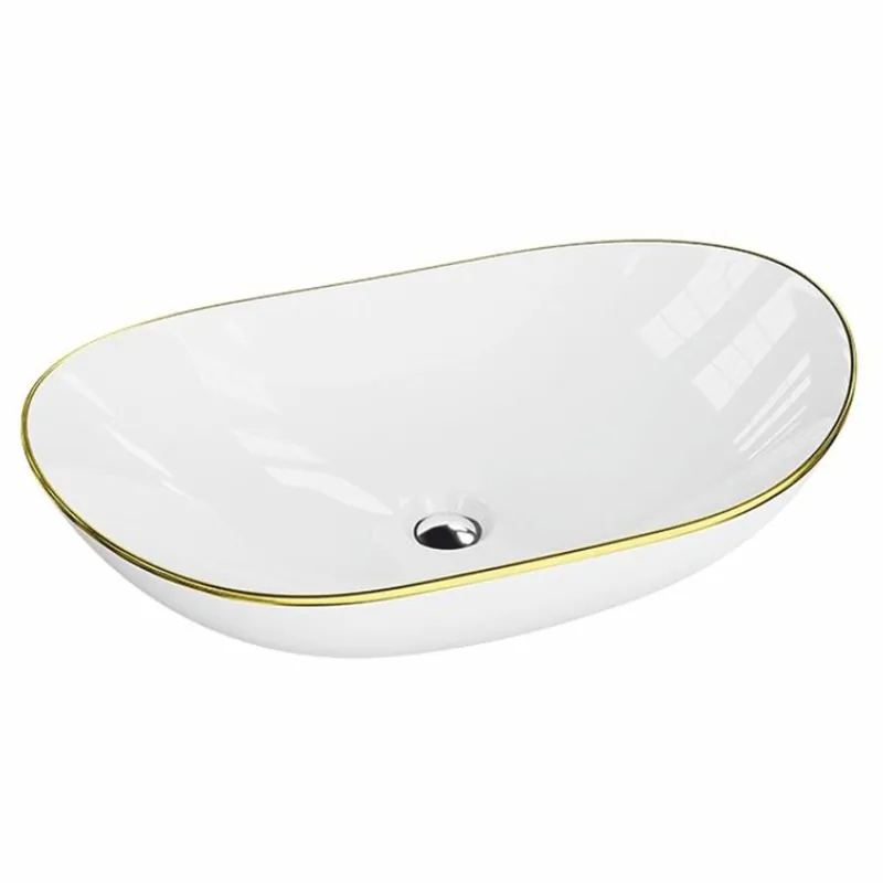 Letzte Chance Casa Padrino lavabo de lujo blanco / oro 60 cm - Accesorios de baño