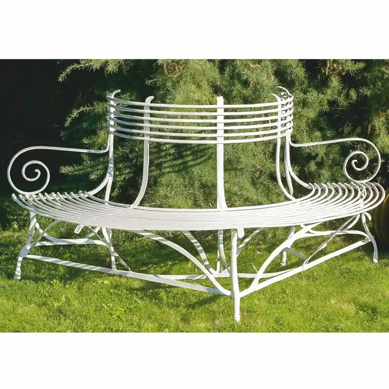 Casa Padrino Banco de Jardín Art Nouveau Blanco 180 x Al. 88 cm - Muebles de Jardín Forjados a Mano Neu