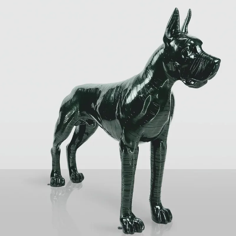 Casa Padrino escultura decorativa XXL gran danés verde oscuro / negro 130 cm - Figura de jardín Super-Preis