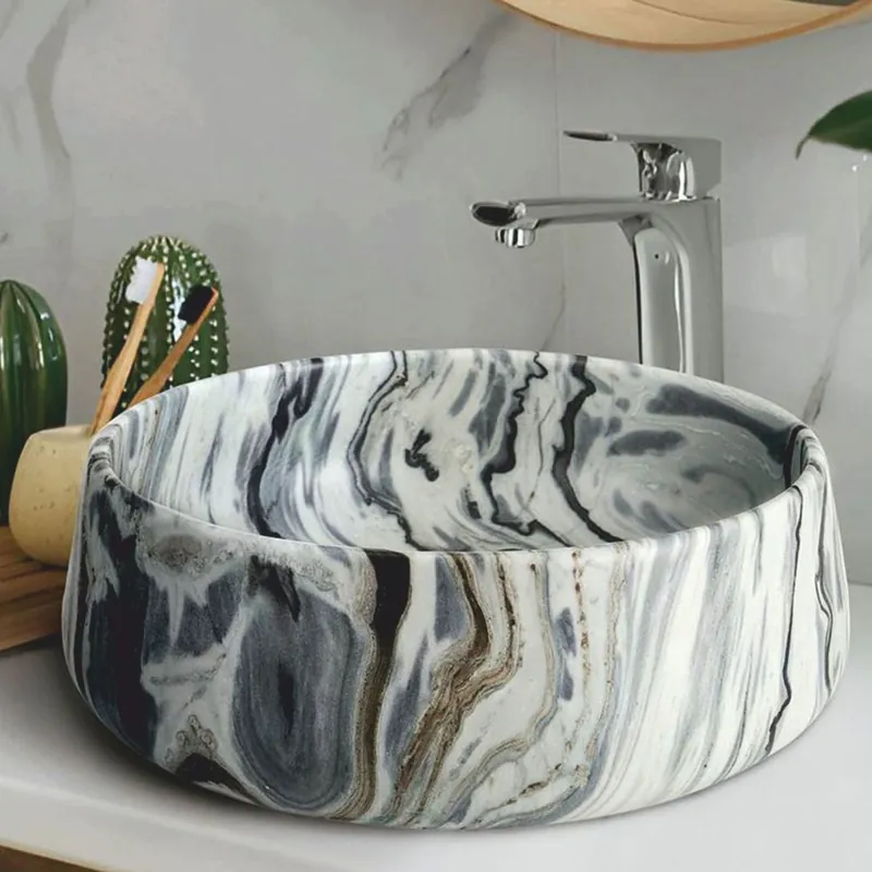 Casa Padrino lavabo de lujo de mármol colorido Ø 42 cm - Accesorios de baño Preisreduziert
