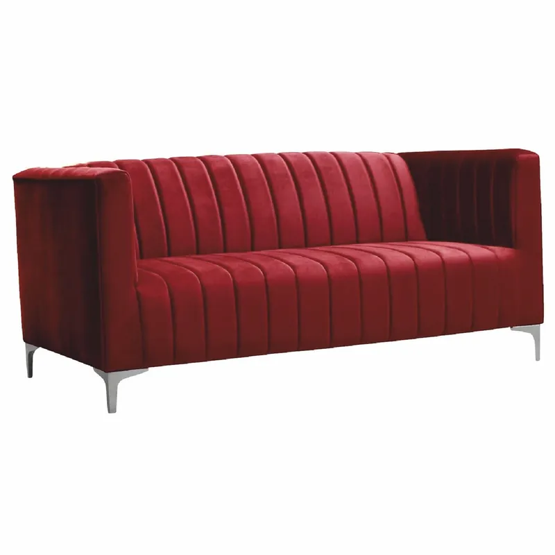 Casa Padrino sofá de lujo de 3 plazas en terciopelo rojo burdeos / gris 162 cm - Muebles de salón Rabatt