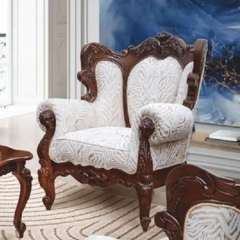 Casa Padrino Sillón Barroco de Lujo Blanco / Marrón Oscuro - Muebles Barrocos de Salón Direkt Vom Hersteller