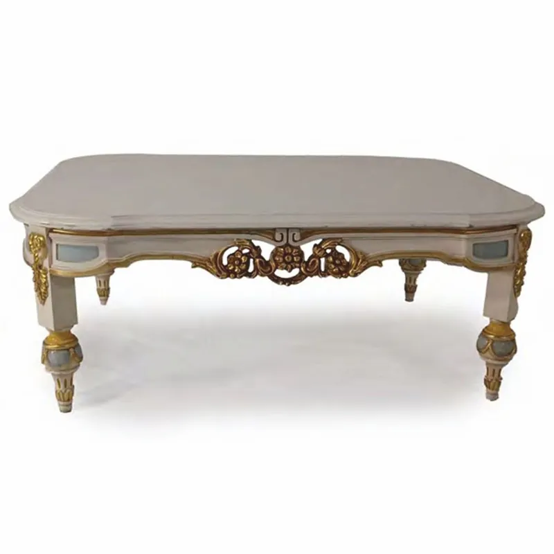 Casa Padrino mesa de centro barroco de lujo gris / azul claro / oro 111 cm - Hecho en Italia Neuheit