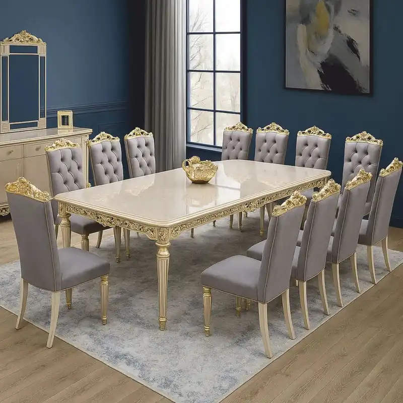Begrenztes Angebot Casa Padrino Conjunto de Comedor Barroco de Lujo - Magnífica Mesa de Comedor Barroco con 12 Sillas