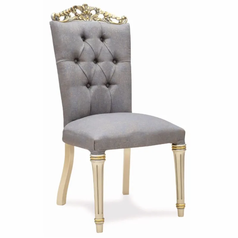 Casa Padrino Silla de Comedor Barroco de Lujo Gris / Crema / Oro Al. 108 cm - Muebles Barrocos Geprüft