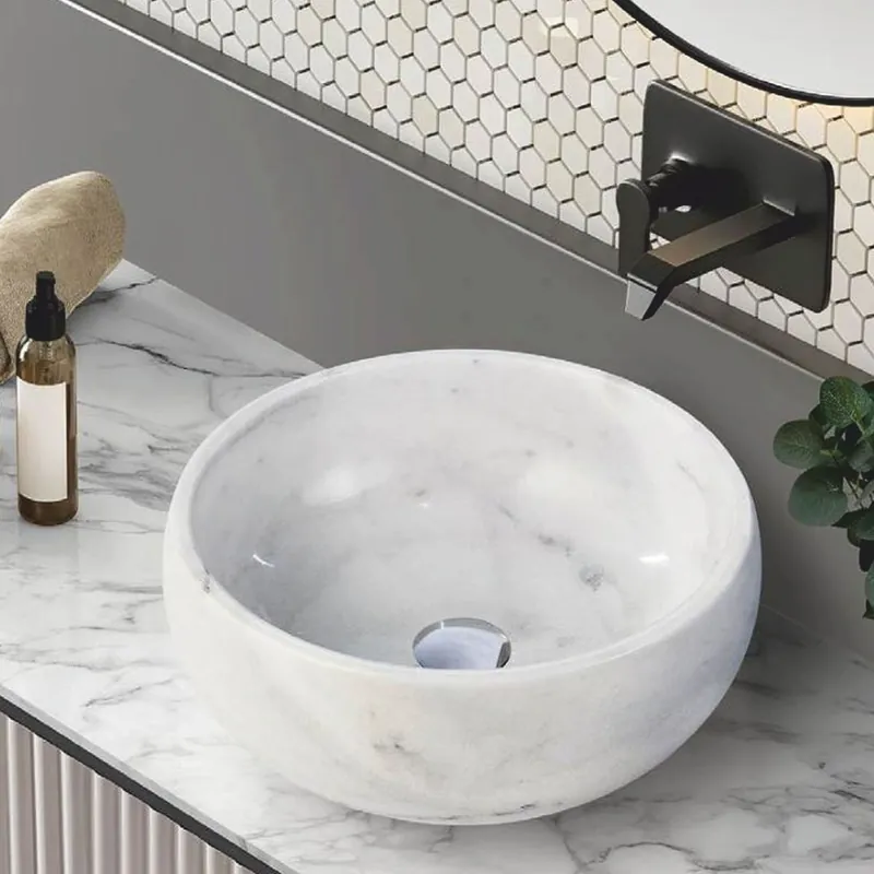 Casa Padrino lavabo de lujo de mármol blanco Ø 42 cm - Accesorios de baño Kracherpreis