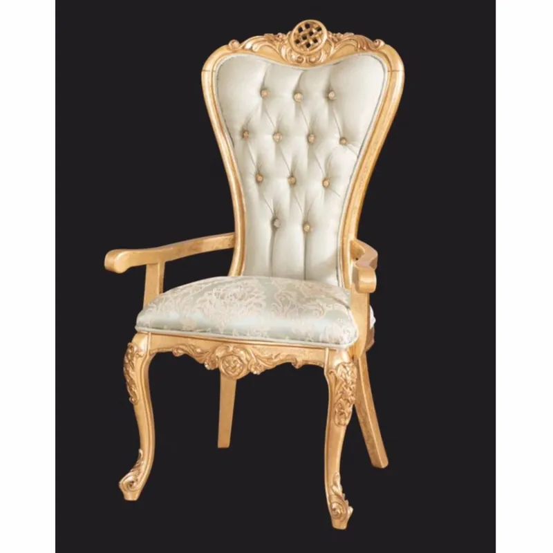 Begrenztes Angebot Casa Padrino Silla de Comedor Barroco de Lujo con Reposabrazos Verde / Oro - Muebles Barrocos