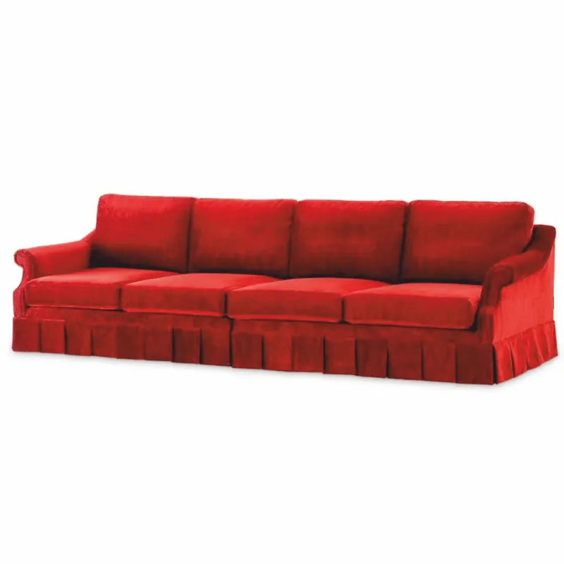 Casa Padrino Sofá de Lujo de Terciopelo Rojo 316 cm - Muebles de Lujo para Salas de Estar y Hoteles Markenware