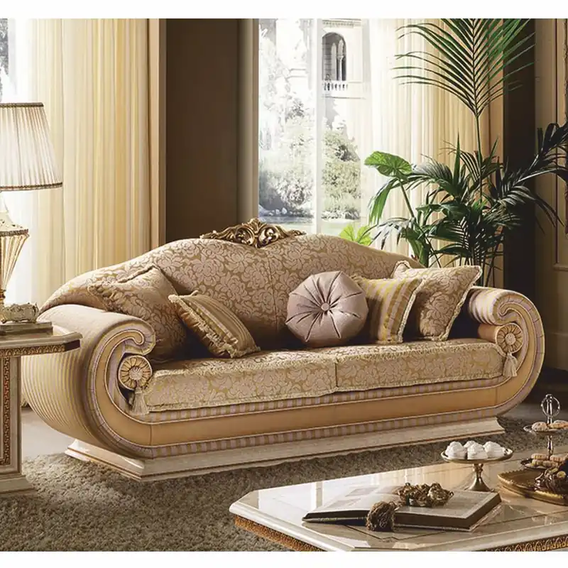 Casa Padrino Sofá Barroco de Lujo Oro / Crema 228 cm - Muebles Barrocos - Hecho en Italia Wochenendangebot