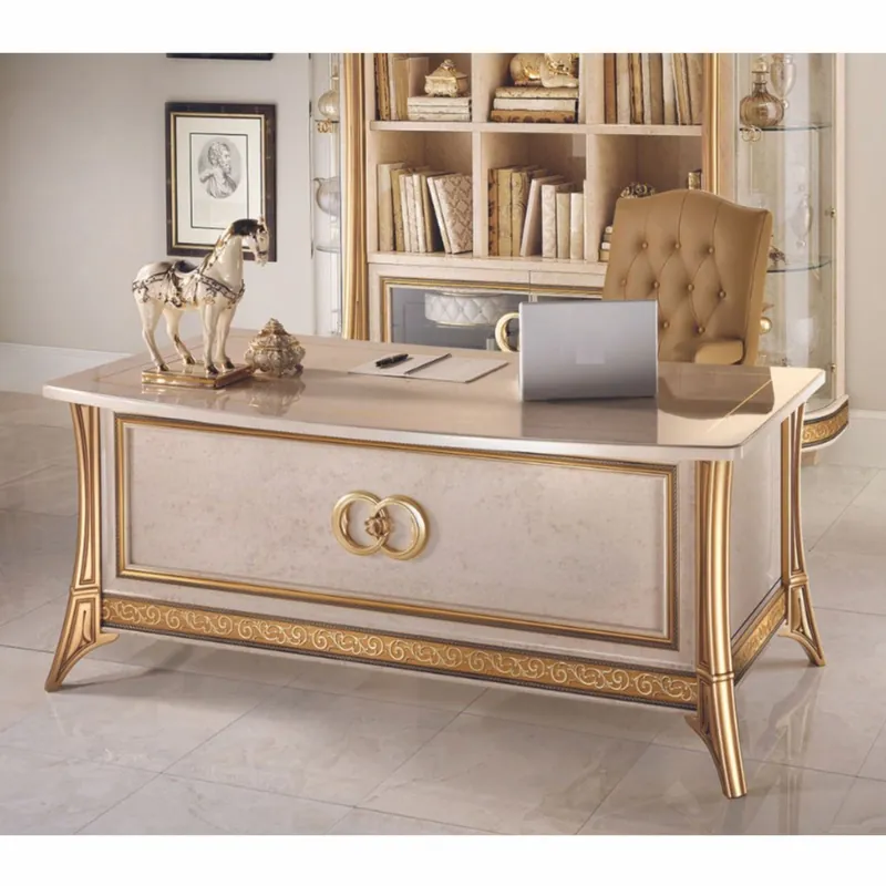 Markenware Casa Padrino Escritorio Barroco de Lujo Crema / Oro 180 cm - Muebles de Oficina - Hecho en Italia