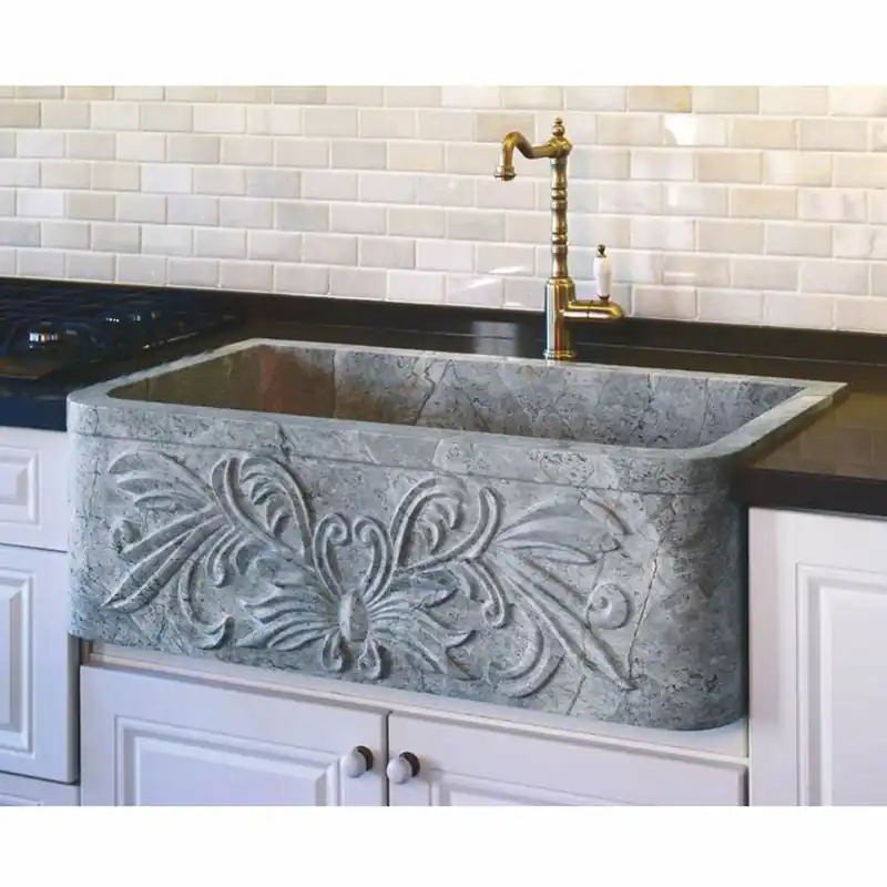 Casa Padrino Lavabo Art Nouveau Gris 81,2 cm - Lavabo Rectangular de Piedra Natural Sale