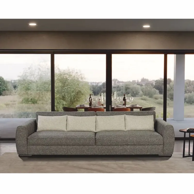 Jetzt Bestellen Casa Padrino Sofá de Lujo Gris / Negro 337 cm - Muebles de Lujo para Sala de Estar y Hotel