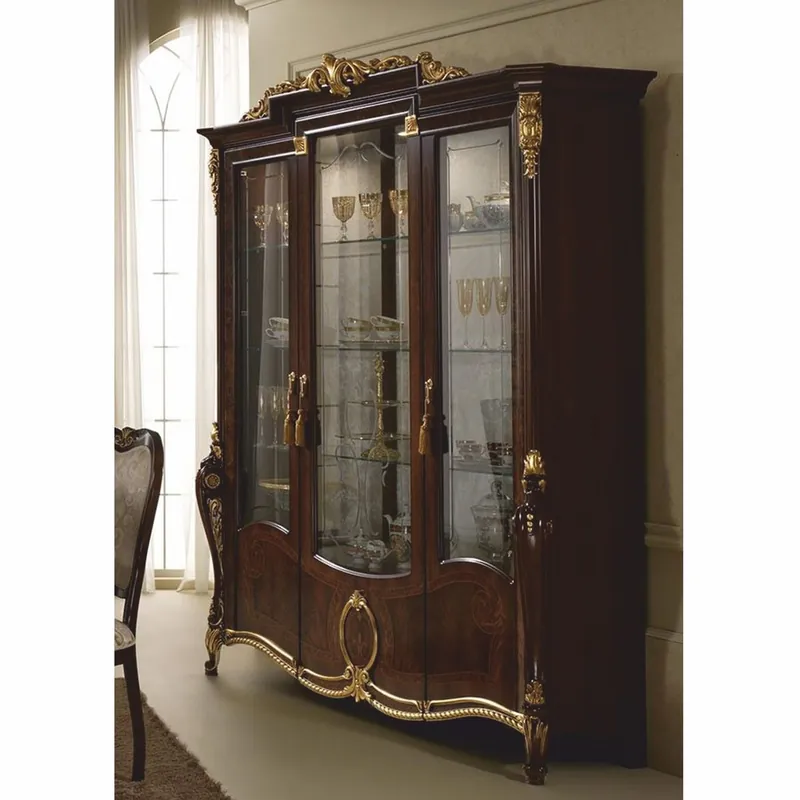 Preisknaller Casa Padrino Vitrina Barroco de Lujo Marrón Oscuro / Oro 198 x Al. 231 cm - Hecho en Italia