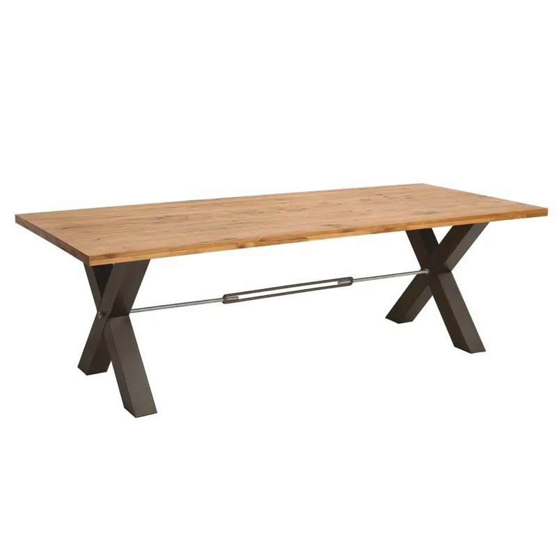 Highlight Casa Padrino Mesa de Comedor Natural / Negro 200 cm - Mesa de Cocina Rectangular