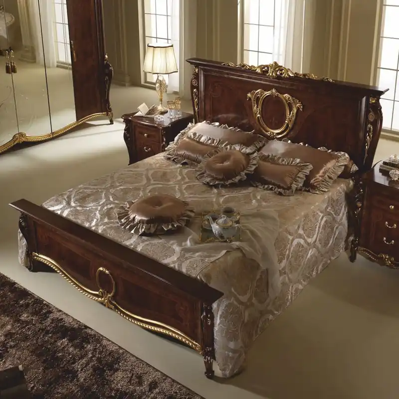 Casa Padrino cama doble barroco de lujo marrón oscuro / oro - Muebles barrocos - Hecho en Italia Letzte Chance