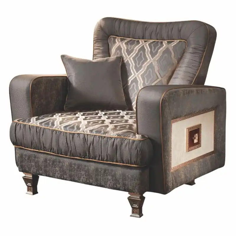 Abverkauf Casa Padrino Sillón Barroco de Lujo Gris / Blanco / Marrón / Cobre - Hecho en Italia