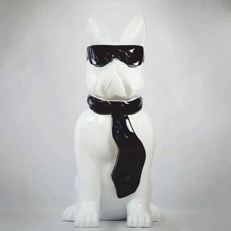 Casa Padrino figura decorativa de perro bulldog blanco / negro Al. 65 cm - Escultura decorativa Must-Have