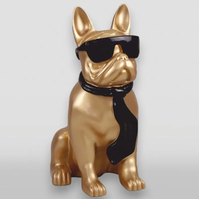 Super-Preis Casa Padrino escultura decorativa XXL bulldog oro / negro Al. 120 cm - Figura de jardín