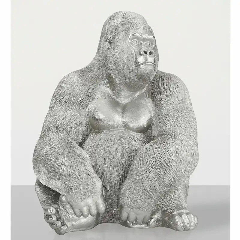 Letzte Chance Casa Padrino Escultura Decorativa Gorila Mono Plata Al. 75 cm - Figura Decorativa Grande