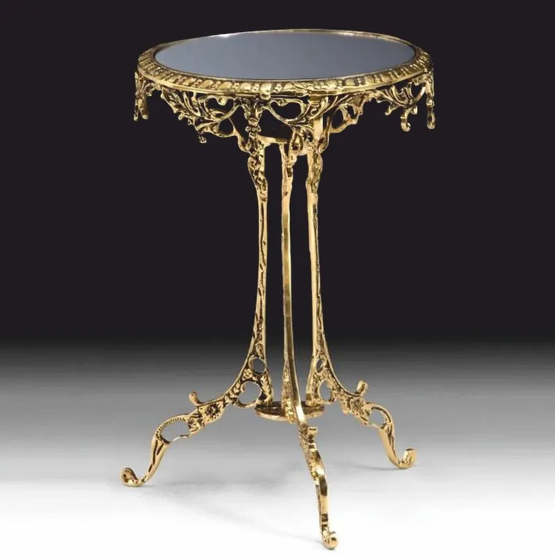 Casa Padrino mesa auxiliar barroco de lujo de bronce con tablero de vidrio oro Al. 49 cm - Muebles barrocos Beliebt