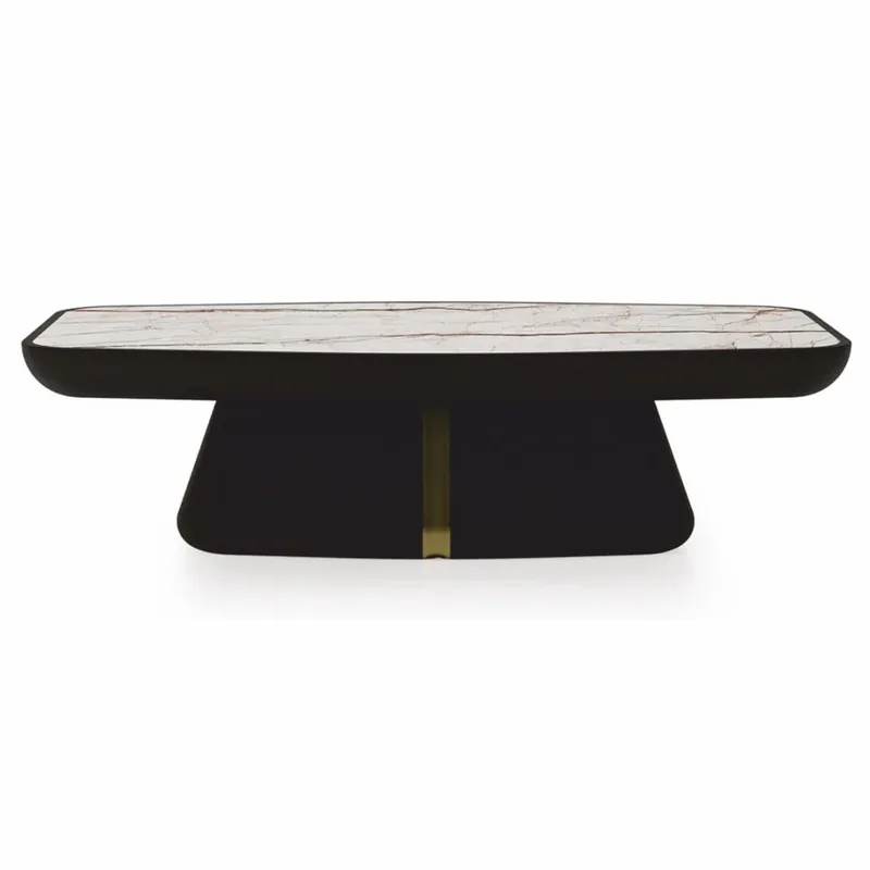 Casa Padrino mesa de centro de lujo con tablero de mármol marrón oscuro / latón / blanco-marrón 150 cm Must-Have