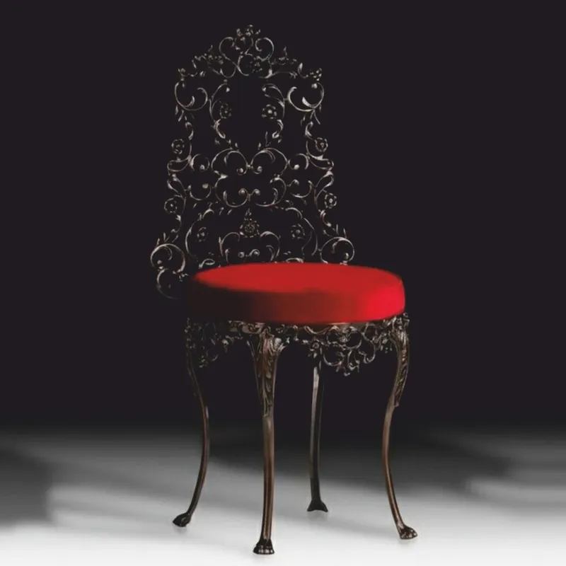 Casa Padrino Silla de Comedor Barroco de Lujo Rojo / Bronce Antiguo Al. 86 cm - Muebles Barrocos Markenware