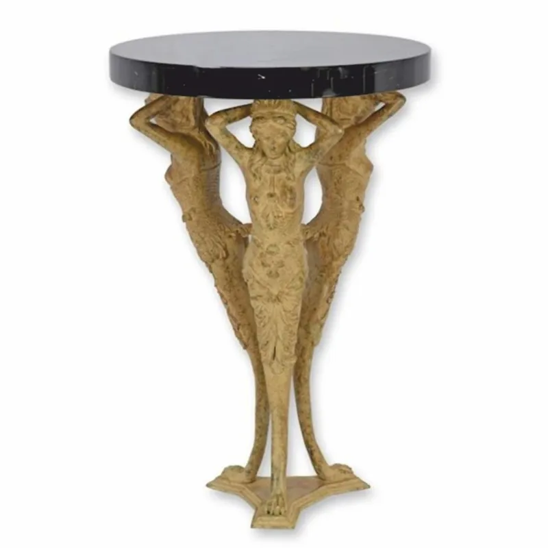 Casa Padrino mesa auxiliar barroco de bronce con tapa de mármol beige / negro Al. 67 cm Direktkauf