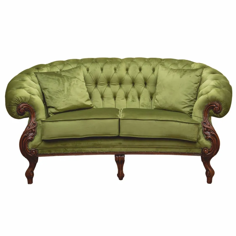 Must-Have Casa Padrino sofá barroco de lujo en terciopelo verde / marrón oscuro 165 cm - Muebles barrocos