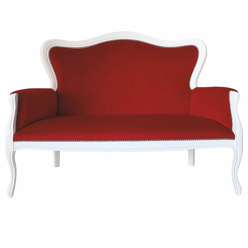 Casa Padrino sofá barroco de lujo en terciopelo rojo burdeos / blanco 125 cm - Muebles barrocos Preisreduziert
