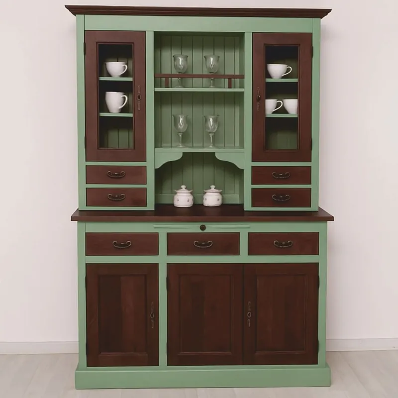 Casa Padrino armario de comedor de estilo campestre verde claro / marrón oscuro 138 x Al. 197 cm Geprüft