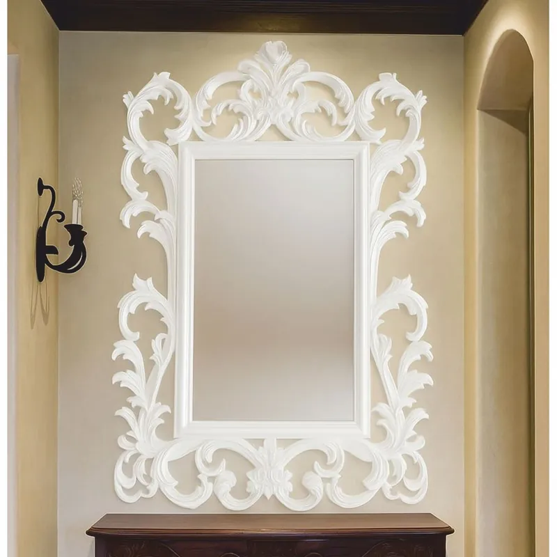 Begrenztes Angebot Casa Padrino Espejo Barroco de Lujo Blanco Al. 134 cm - Muebles de Estilo Barroco