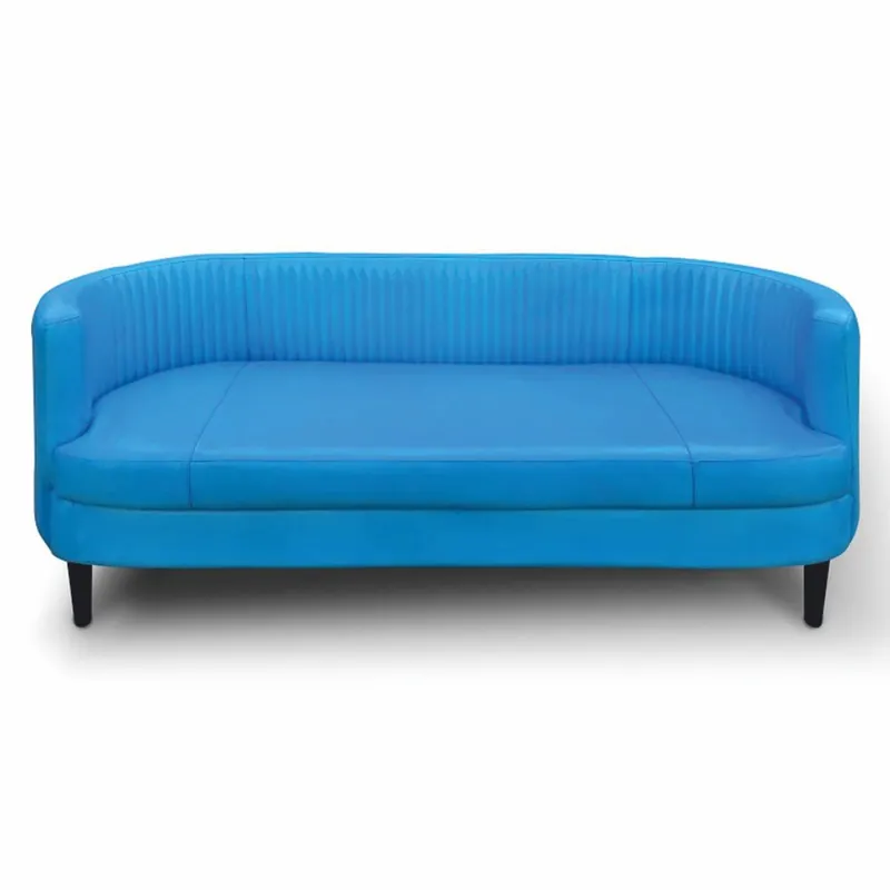Top-Seller Casa Padrino sofá de piel de lujo azul / negro 180 cm - Muebles de salón de cuero genuino