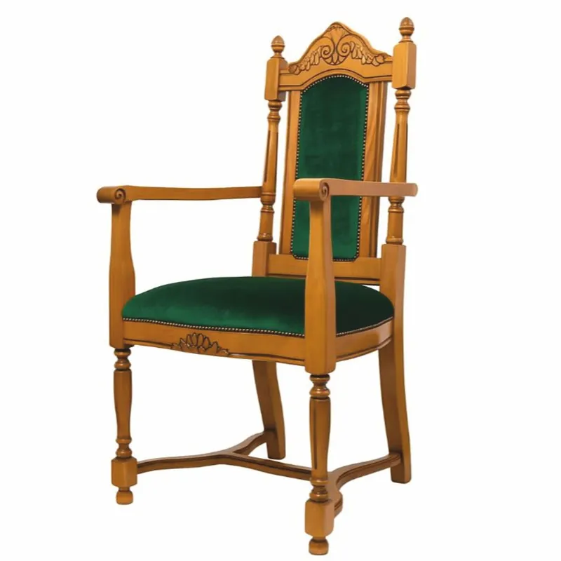 Nur Für Kurze Zeit Casa Padrino Silla de Comedor Barroco de Lujo con Reposabrazos Marrón / Verde - Muebles Barrocos