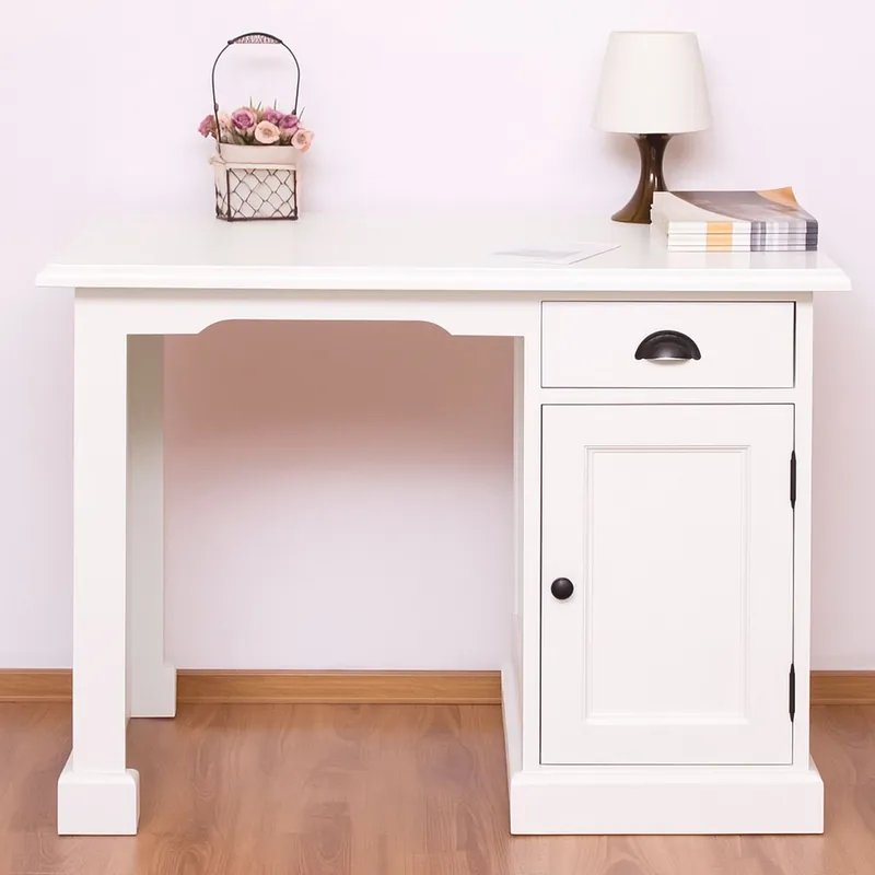 Casa Padrino escritorio de estilo campestre blanco 110 x 70 x Al. 78 cm - Mobiliario de oficina Expressversand